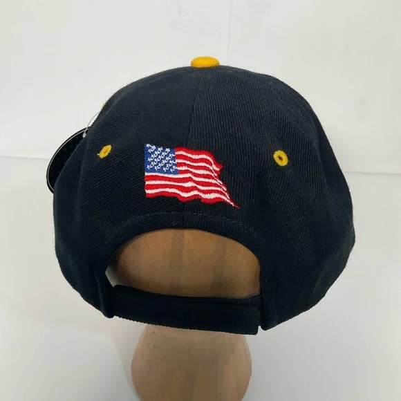 USA Men’s Embroidered American Flag Eagle Black Adjustable Closure Baseball Cap - Picture 10 of 14